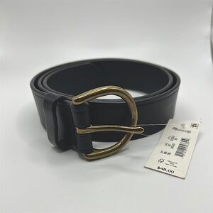 Madewell Black Leather Belt Brass Buckle Women’s XS NWT